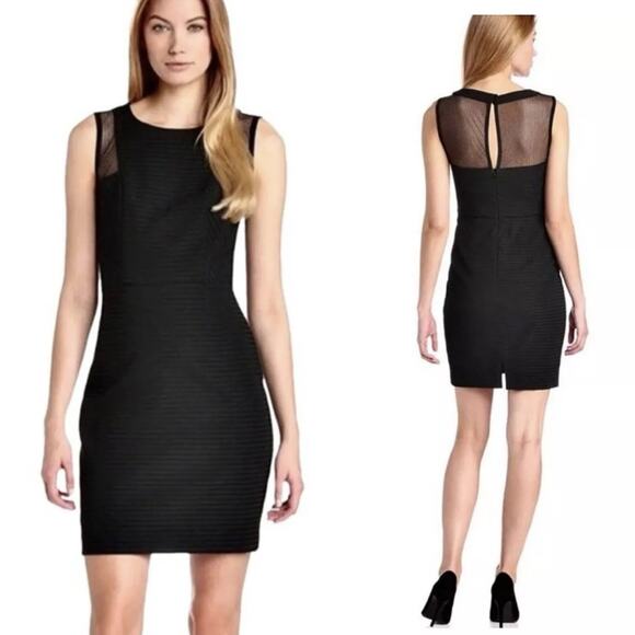 Trina Turk Black Mesh Panel Bernadette Cocktail Sheath Dress Size 2 - Picture 1 of 11